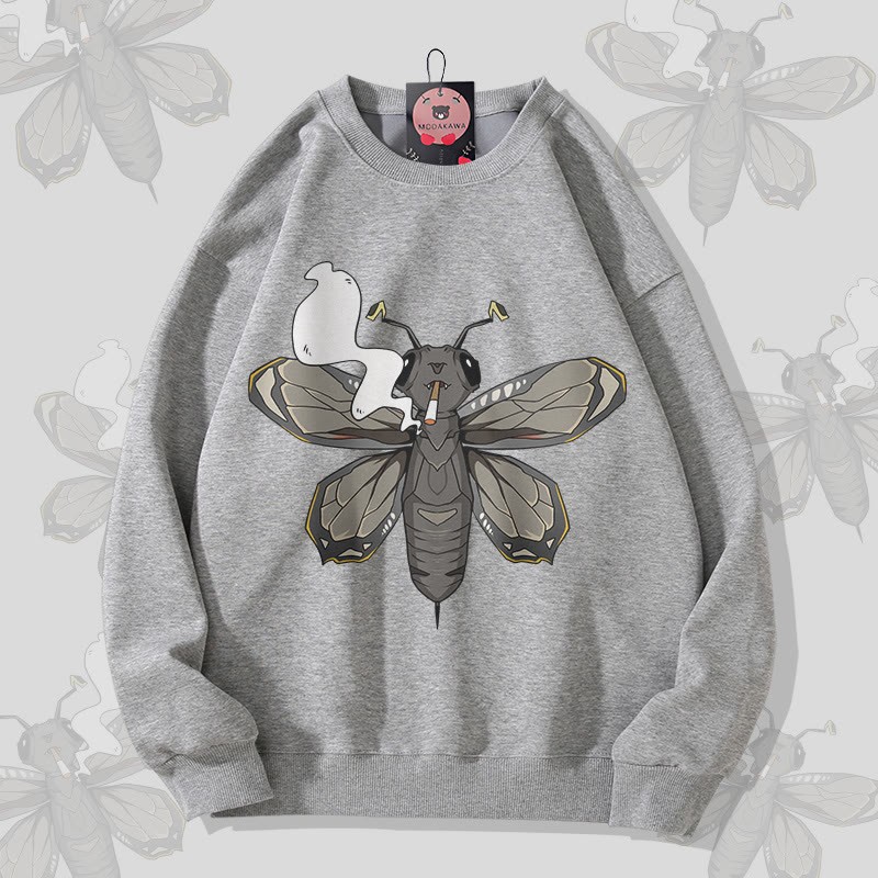 MODAKAWA スモーキングモス グラフィック ユニセックス スウェットシャツ - Dark Grey - 5XL - image 1