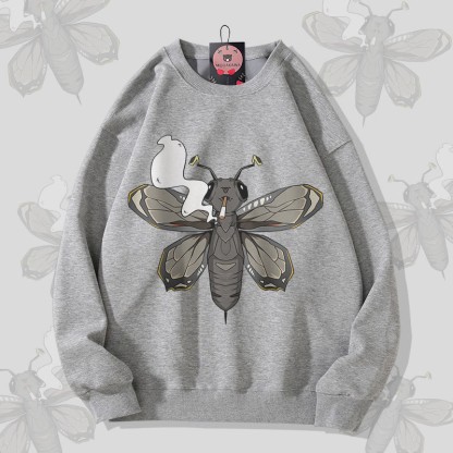 MODAKAWA スモーキングモス グラフィック ユニセックス スウェットシャツ - Dark Grey - 5XL - image 1