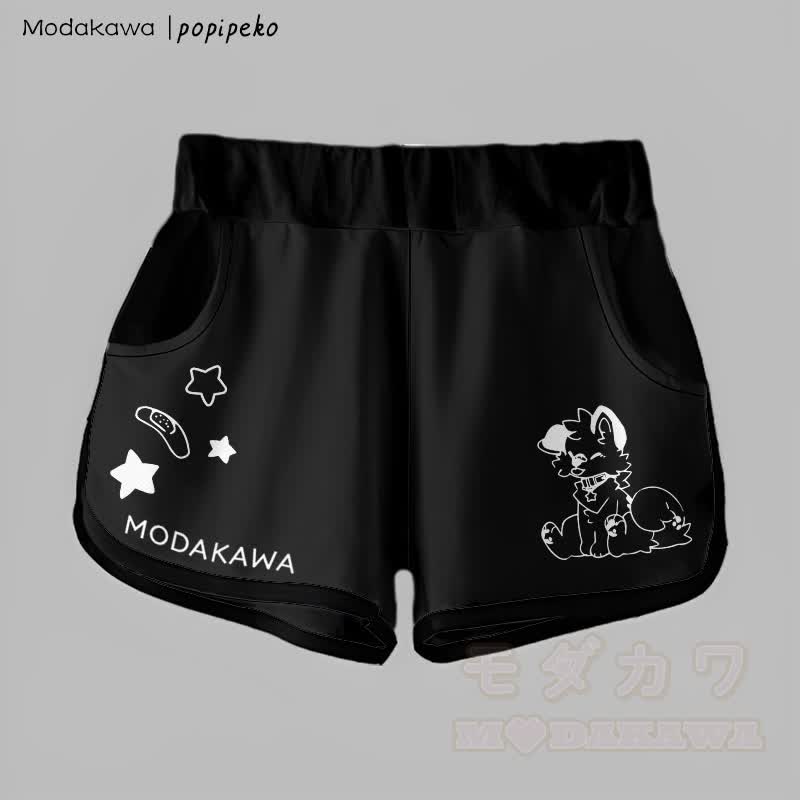 MODAKAWA X popipeko グラデーション タンアウト パピー グラフィック ショーツ - 黒 - 5XL - image 7