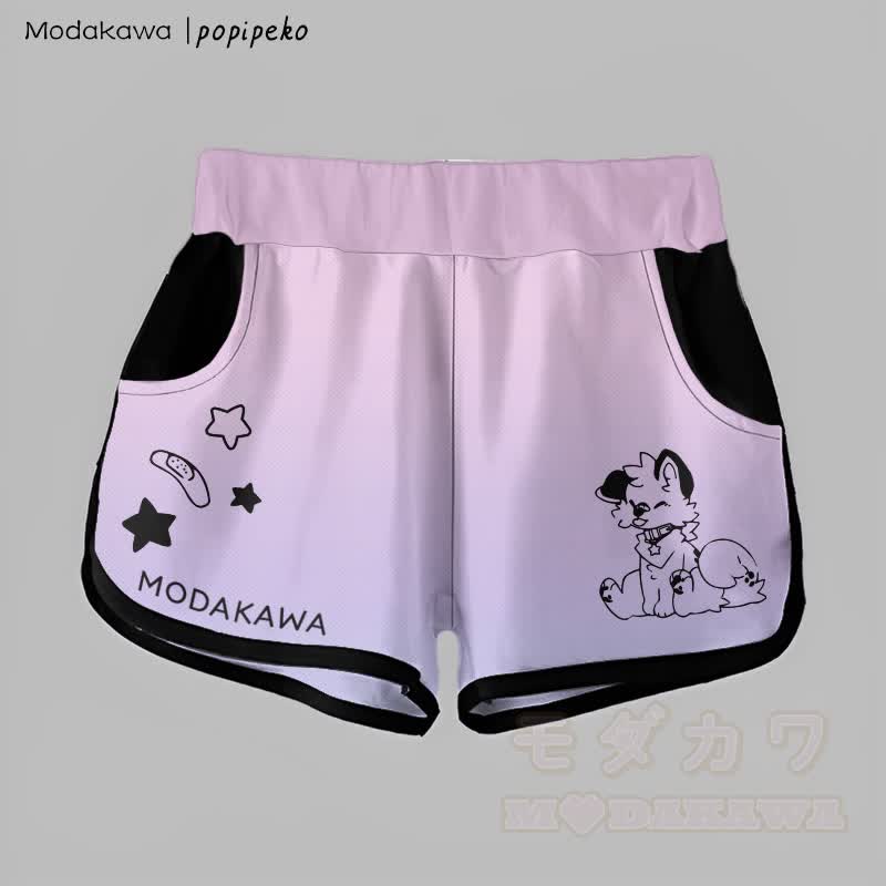 MODAKAWA X popipeko グラデーション タンアウト パピー グラフィック ショーツ - 紫 - 5XL - image 5