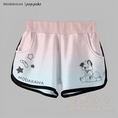MODAKAWA X popipeko グラデーション タンアウト パピー グラフィック ショーツ - ピンク＆ブルー - 5XL - image 3