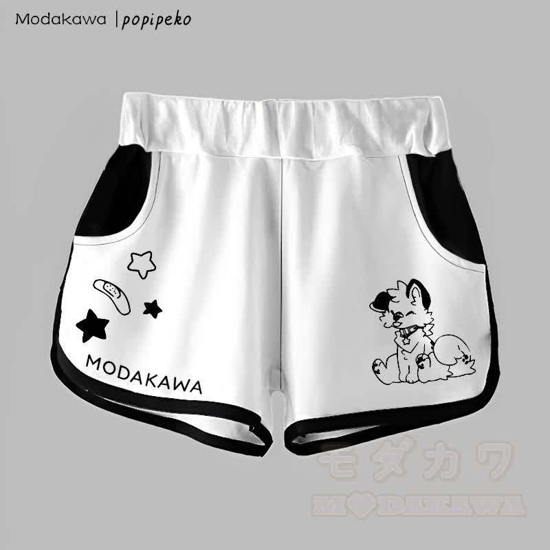 MODAKAWA X popipeko グラデーション タンアウト パピー グラフィック ショーツ - 白 - 5XL - image 6