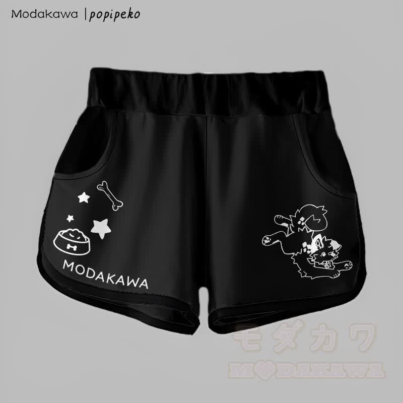 MODAKAWA × popipeko グラデーション プレイフルパピーグラフィックショーツ - 黒 - 5XL - image 7
