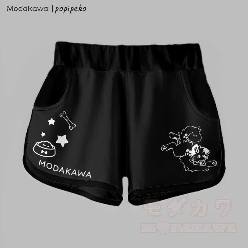 MODAKAWA × popipeko グラデーション プレイフルパピーグラフィックショーツ - 黒 - 5XL - image 7