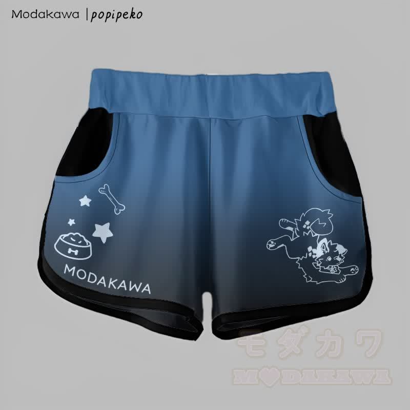 MODAKAWA × popipeko グラデーション プレイフルパピーグラフィックショーツ - ダークブルー - 5XL - image 4