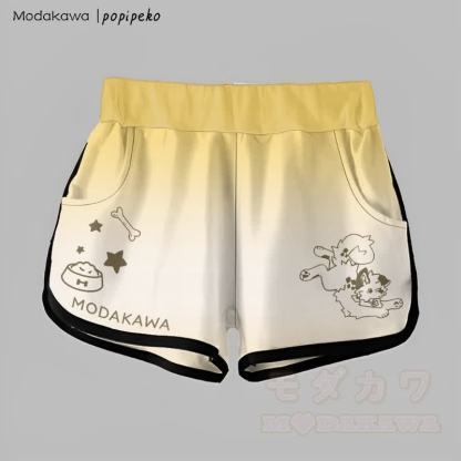 MODAKAWA × popipeko グラデーション プレイフルパピーグラフィックショーツ - 黄色 - 5XL - image 5