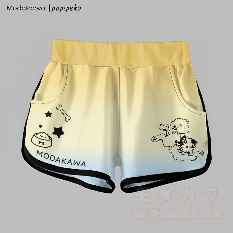 MODAKAWA × popipeko グラデーション プレイフルパピーグラフィックショーツ - イエロー＆ブルー - 5XL - image 2