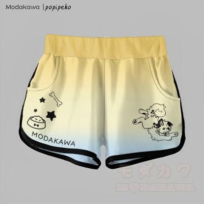 MODAKAWA × popipeko グラデーション プレイフルパピーグラフィックショーツ - イエロー＆ブルー - 5XL - image 2