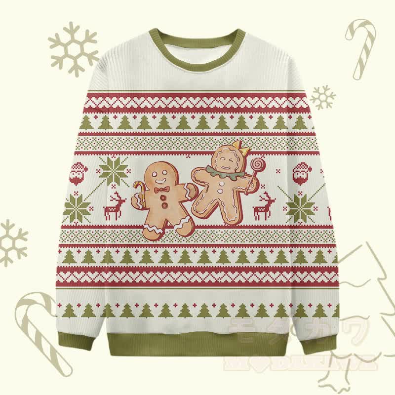 MODAKAWA クリスマスジンジャーブレッドマングラフィックセーター - アプリコットA - 4XL - image 1