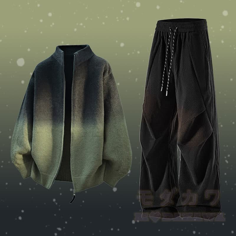 グラデーションジップアップジャケット コーデュロイパンツ ツーピース - セットB - 3XL - image 2