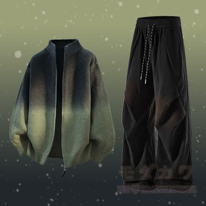 グラデーションジップアップジャケット コーデュロイパンツ ツーピース - セットB - 3XL - image 2