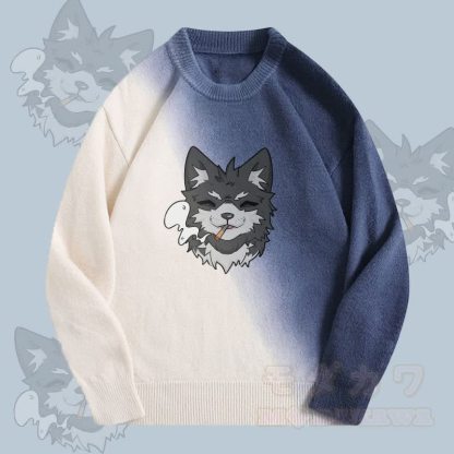 MODAKAWA コーダスモーキンググラデーションニットセーター - 青 - 2XL - image 1