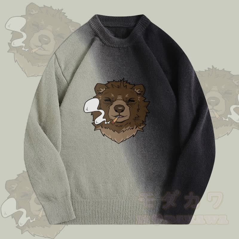 MODAKAWA スモーキングベア グラデーションニットセーター - 緑 - 2XL - image 2