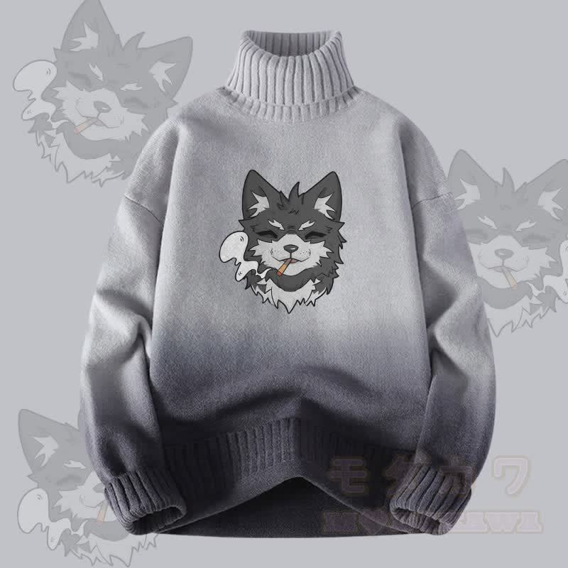MODAKAWA コーダスモーキンググラデーションニットタートルネックセーター - グレー - 4XL - image 1