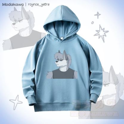 MODAKAWA X roynce_yetra ロイ・フラウンス グラフィック綿パーカー サイドポケット付き - 青 - 5XL - image 1