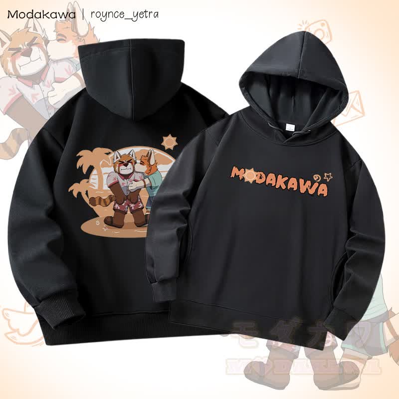 MODAKAWA X roynce_yetra Anderson Kisses Felipe グラフィック綿パーカー サイドポケット付き - ブラックB - 5XL - image 2