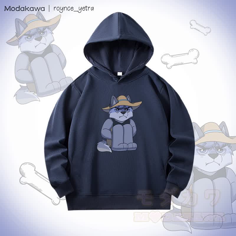 MODAKAWA X roynce_yetra Unhappy Roy グラフィック綿パーカー サイドポケット付き - 紫がかった青 - 5XL - image 1