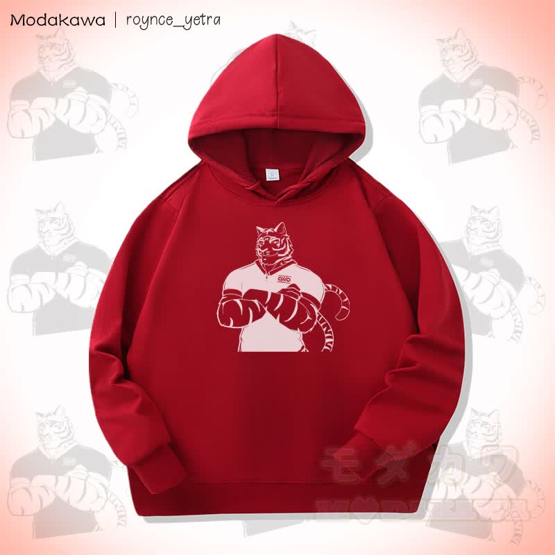 MODAKAWA X roynce_yetra Confident Tiger Graphic綿サイドポケット付き - 赤 - 5XL - image 1