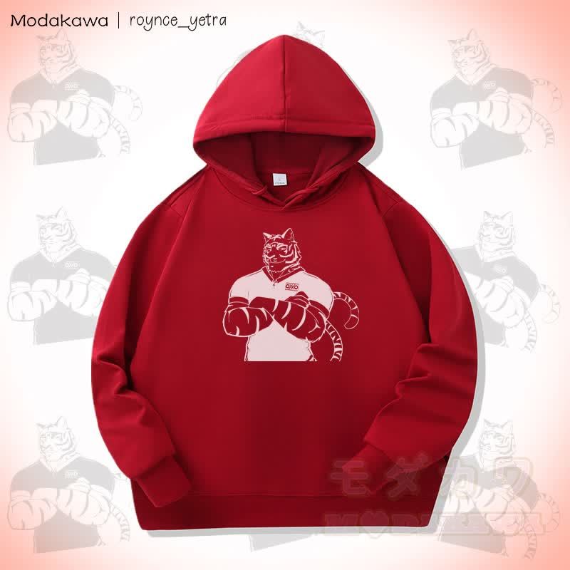 MODAKAWA X roynce_yetra Confident Tiger Graphic綿サイドポケット付き - 赤 - 5XL - image 1