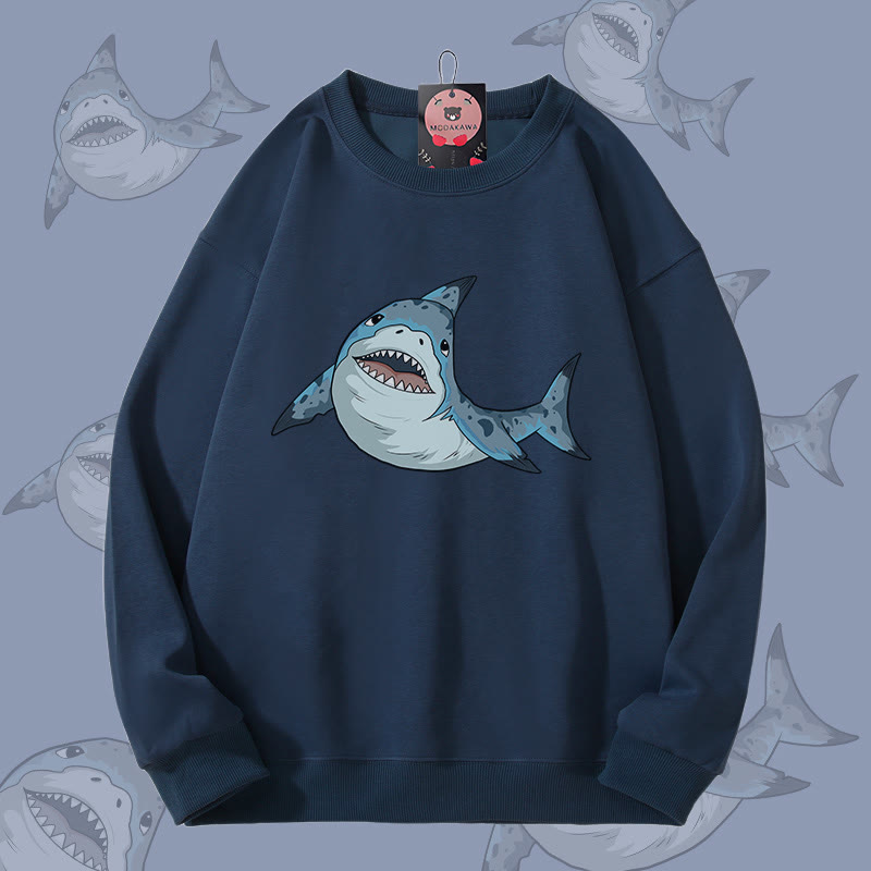 MODAKAWA スパイニードッグフィッシュ グラフィック ユニセックス スウェットシャツ - Purplish Blue - 5XL - image 2