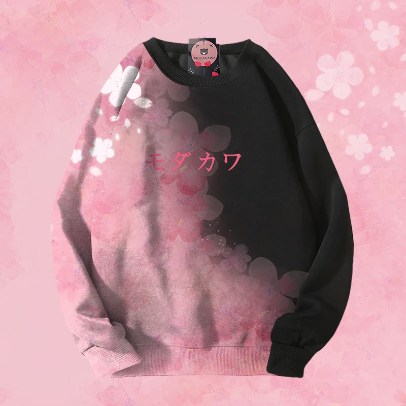 MODAKAWA フラワーグラデーション オールオーバープリント ユニセックス スウェットシャツ - Black - 4XL - image 1