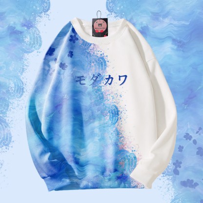 MODAKAWA シーウェーブ グラデーション オールオーバープリント ユニセックス スウェットシャツ - White - 4XL - image 1