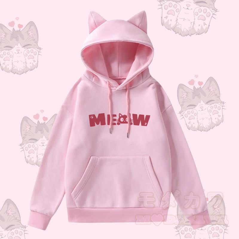 MODAKAWA かわいい猫のグラフィック 猫耳ポケット 裏起毛パーカー - image 2