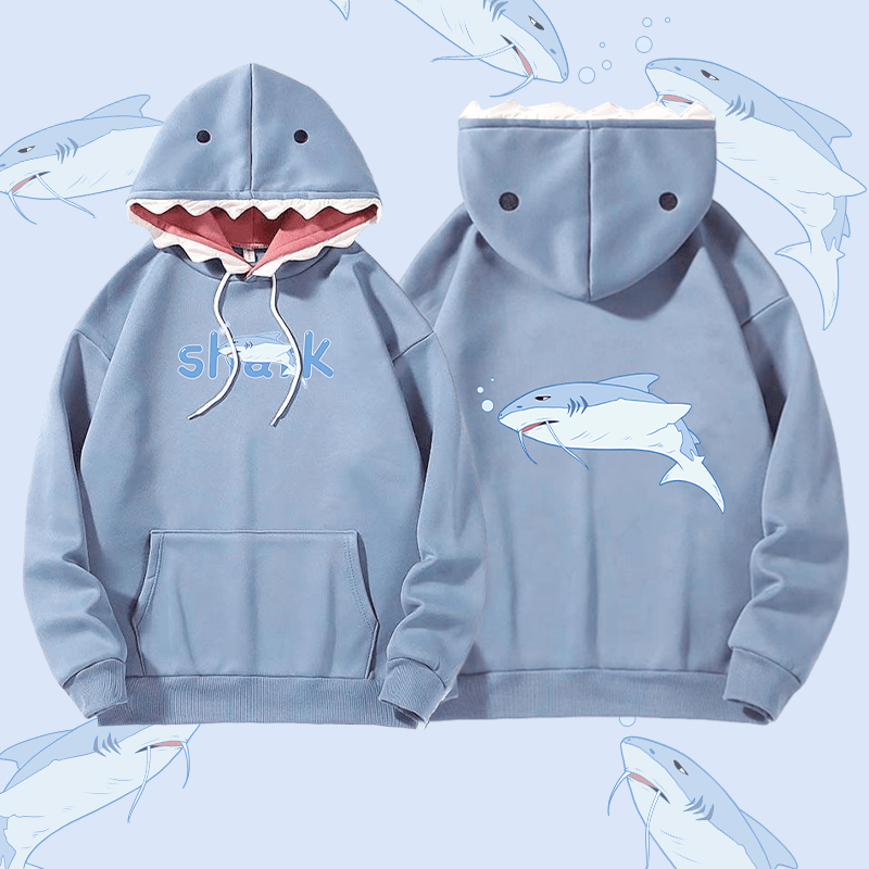 MODAKAWA ウィスカーシャーク グラフィック ポケットパーカー - Blue - 2XL - image 1