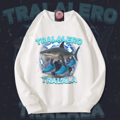 MODAKAWA TRALALERO TRALALA シャークグラフィック ユニセックス スウェットシャツ - White - 5XL - image 1