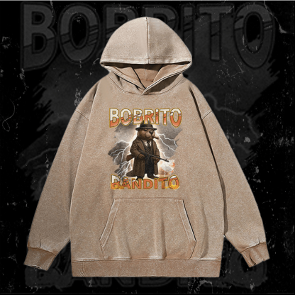 MODAKAWA BOBRITO BANDITO ギャングスタービーバーグラフィック ユニセックス ヴィンテージウォッシュドパーカー - Brown - 2XL - image 1