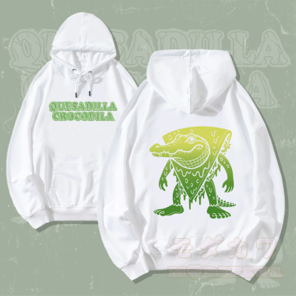 MODAKAWA ケサディーヤ クロコダイル グラフィック ストリートウェア プルオーバー パーカー - 白 - 5XL - image 2