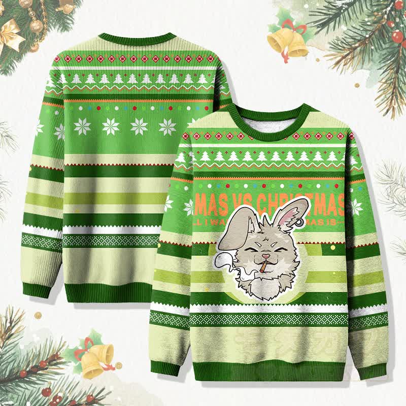 MODAKAWA クリスマス ナビ スモーキング グラフィック セーター - 緑 - 4XL - image 1