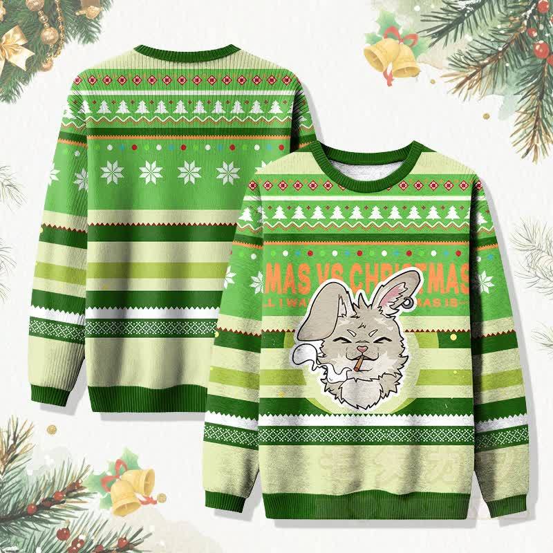 MODAKAWA クリスマス ナビ スモーキング グラフィック セーター - 緑 - 4XL - image 1