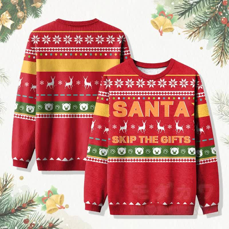 MODAKAWA SANTA SKIP THE GIFTS クリスマス エルク グラフィック セーター - 赤 - 4XL - image 2