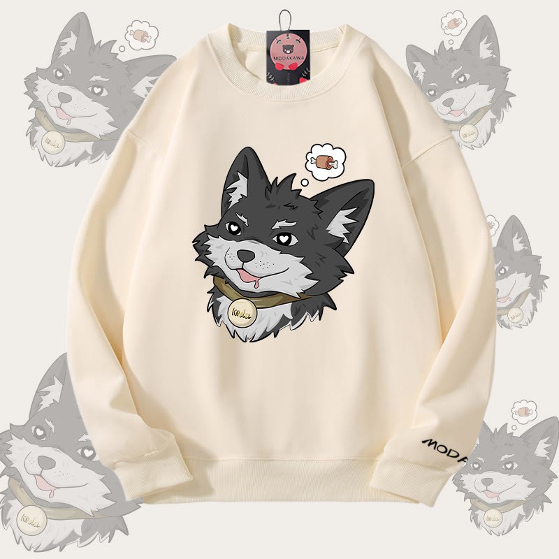 MODAKAWA 倖田來未 肉を考える グラフィック ユニセックス スウェットシャツ - Beige - 5XL - image 1