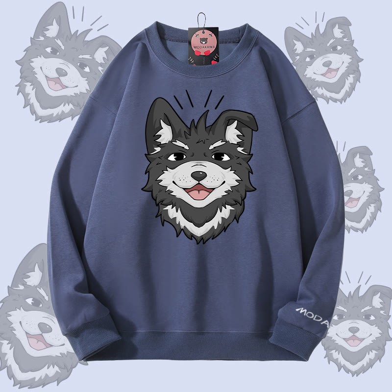 MODAKAWA スマイリング・コダ グラフィック ユニセックス スウェットシャツ - Dusty Blue - 5XL - image 1