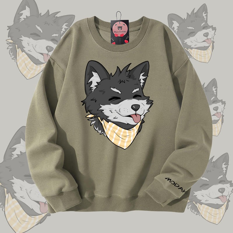 MODAKAWA タンアウト コーダ グラフィック ユニセックス スウェットシャツ - Light Khaki - 5XL - image 1