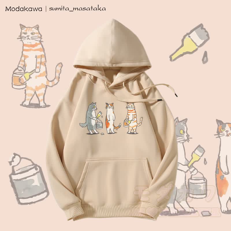 MODAKAWA × sumita_masataka Cat Painter グラフィック裏毛パーカー - アプリコット - 5XL - image 2