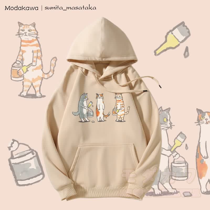 MODAKAWA × sumita_masataka Cat Painter グラフィック裏毛パーカー - アプリコット - 5XL - image 2