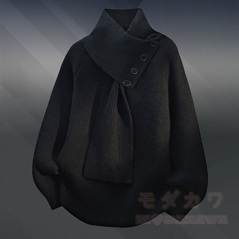 ニットフリース裏地セーターデニムパンツツーピース - 黒のセーター - 3XL - image 10