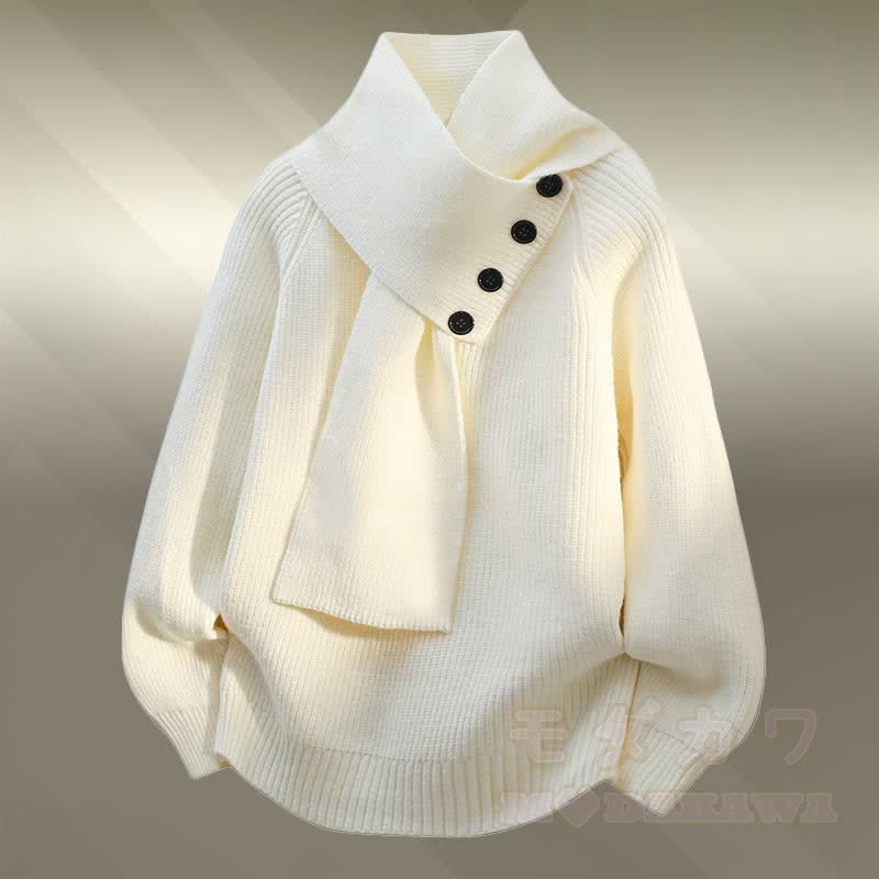 ニットフリース裏地セーターデニムパンツツーピース - ベージュのセーター - 3XL - image 7