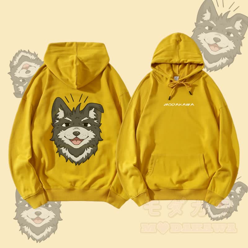 MODAKAWA Smiling Koda グラフィック ストリートウェア プルオーバー パーカー - 黄色 - 5XL - image 2
