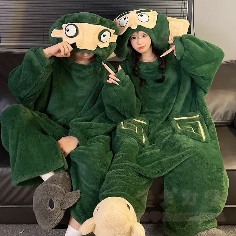 おもしろモンスターぬいぐるみフード付きワンジーパジャマ - image 2