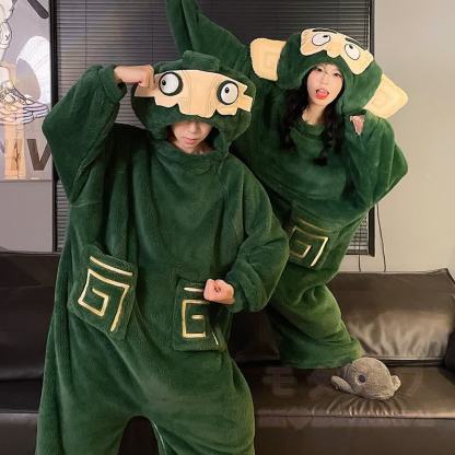 おもしろモンスターぬいぐるみフード付きワンジーパジャマ - image 1
