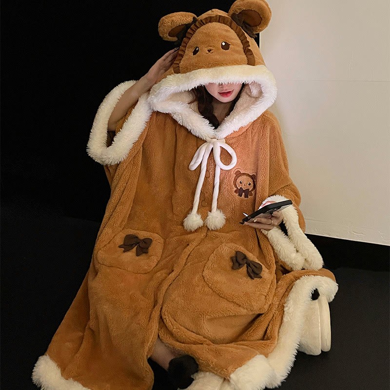 ぬいぐるみ動物フード付きケープローブ - image 1