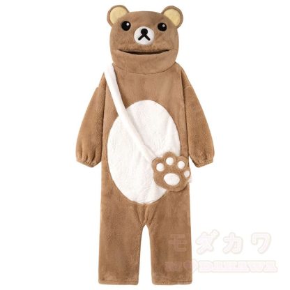 おもしろクマのぬいぐるみフード付きワンジーパジャマ - 茶色 - 3XL - image 2