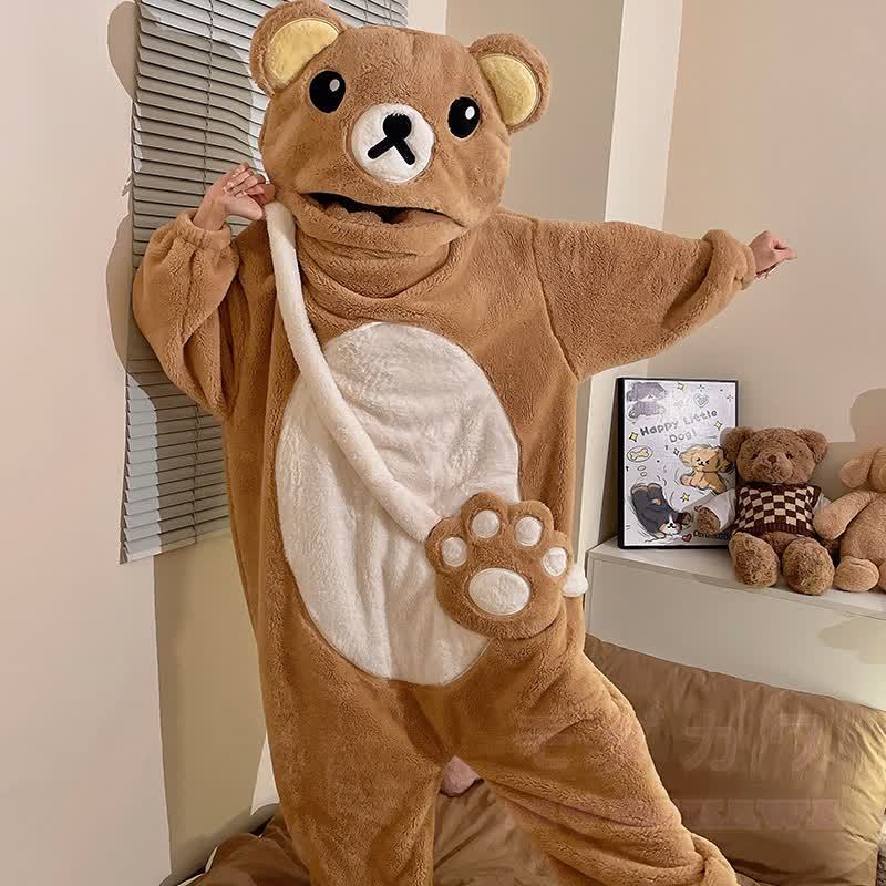 おもしろクマのぬいぐるみフード付きワンジーパジャマ - image 3