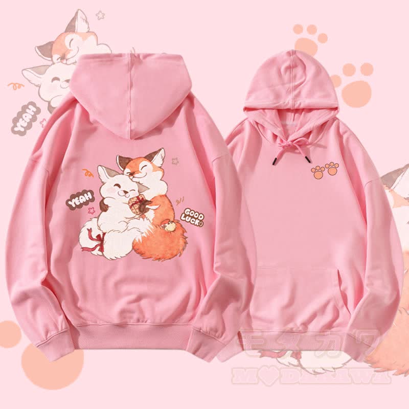 MODAKAWA ハグフォックスフレンズ グラフィック ストリートウェア プルオーバー パーカー - ピンク - 5XL - image 1