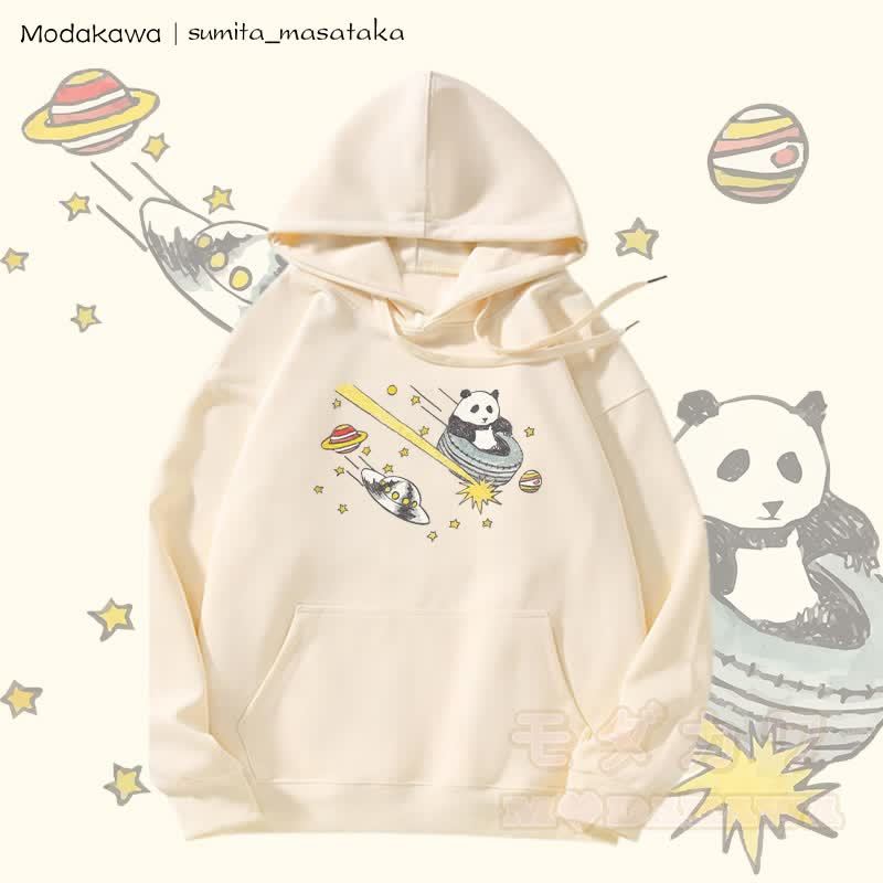 MODAKAWA × sumita_masataka Cosmic Panda Journey グラフィック裏毛パーカー - ベージュ - 5XL - image 1