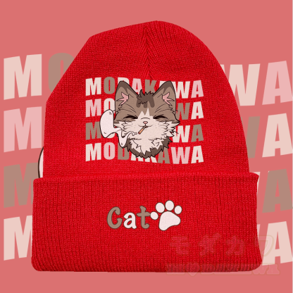 MODAKAWA スモーキングキティ グラフィックニット帽 - 赤 - 36～60センチ - image 1